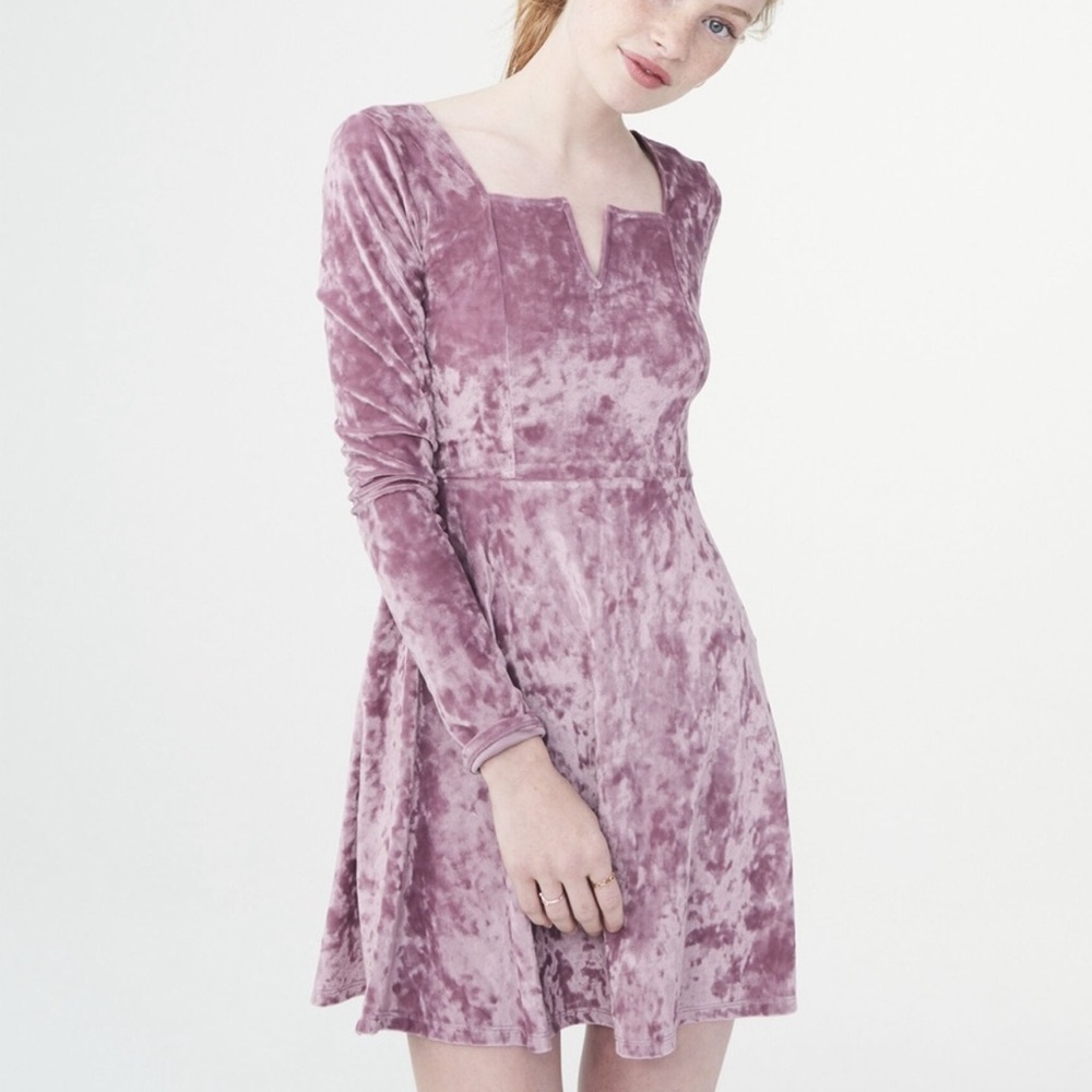 Aeropostale Purple Long Sleeve Pleated Bodycon Dress